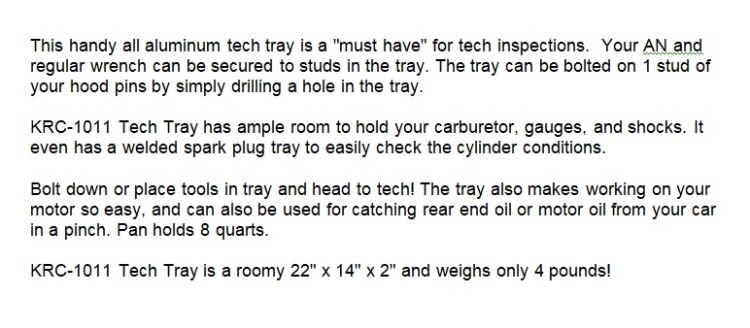 Inspection Tech Tray